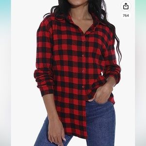 Women's Classic Plaid Button Down Shirt - Loose Fit and Long Sleeves